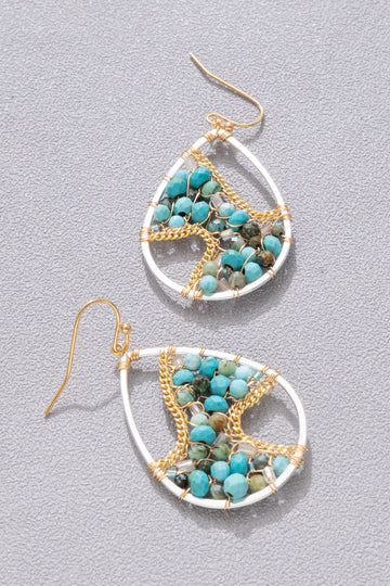 Curves Turquoise Stone Teardrop Earrings - Nakamol