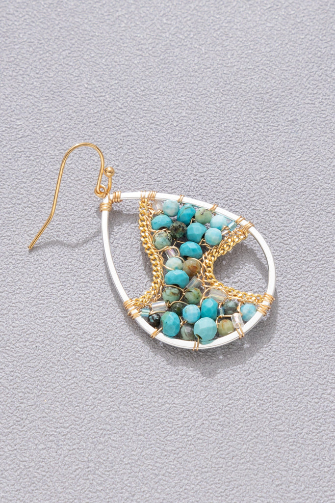 Curves Turquoise Stone Teardrop Earrings - Nakamol