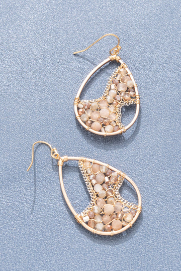 Curves Nude Agate and Moonstone Teardrop Earrings - Nakamol