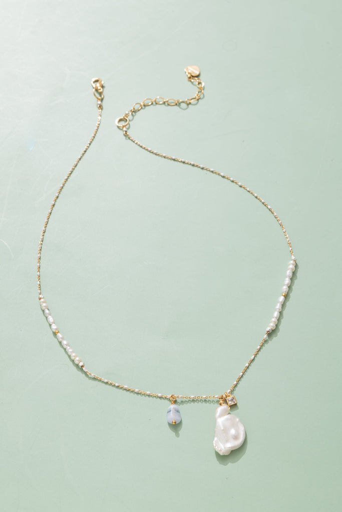Freeform Flat Pearl Pendant Necklace - Nakamol