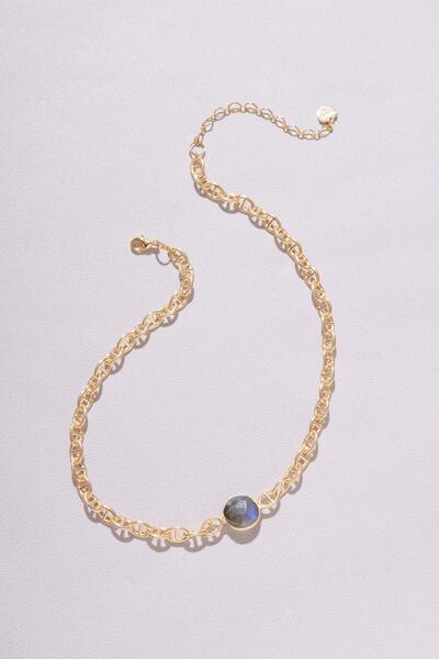 Marietta Gold Chain Labradorite Stone Necklace - Nakamol