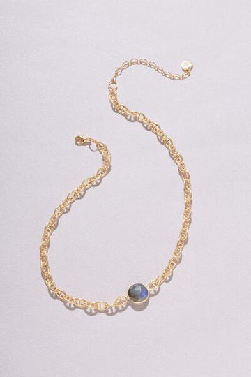 Marietta Gold Chain Labradorite Stone Necklace - Nakamol