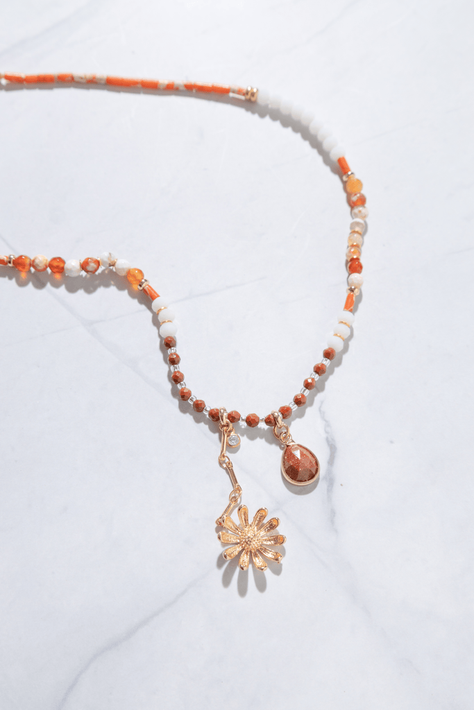 Wisp Orange White Mix Necklace - Nakamol