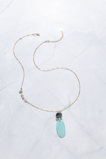 Cherrie Amazonite Pendant  Long Necklace - Nakamol