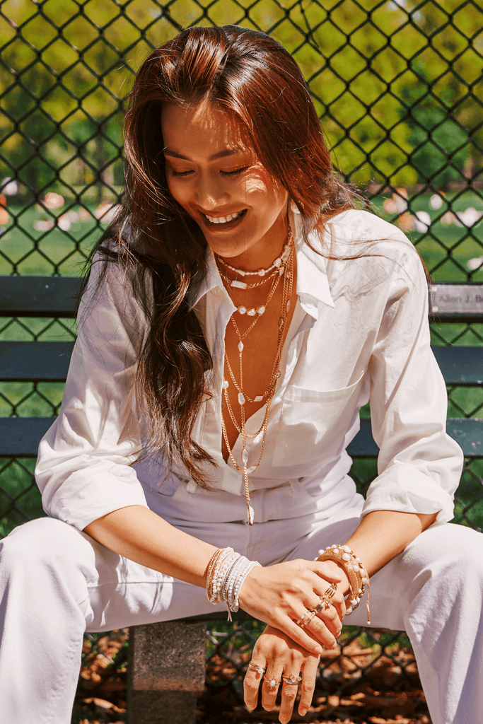 Rosana White Pearl Triplet Necklace - Nakamol