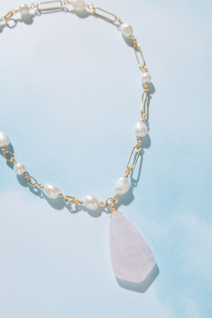 Elaine Rose Quartz Pendant Necklace - Nakamol