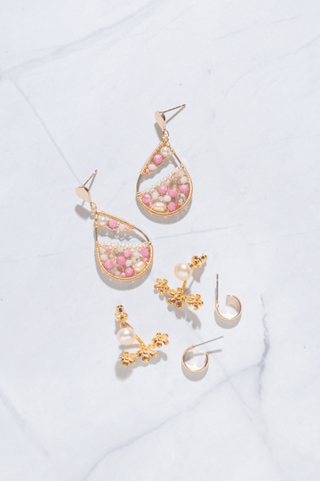 Denise Pnk Stone Mix Set Earrings - Nakamol