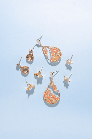 Seigo Orange Stone Mix Set Earrings - Nakamol