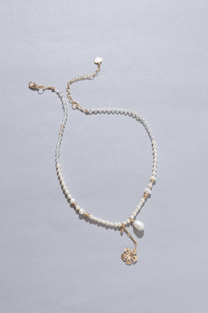 Wisp White Pearl Mix Necklace - Nakamol