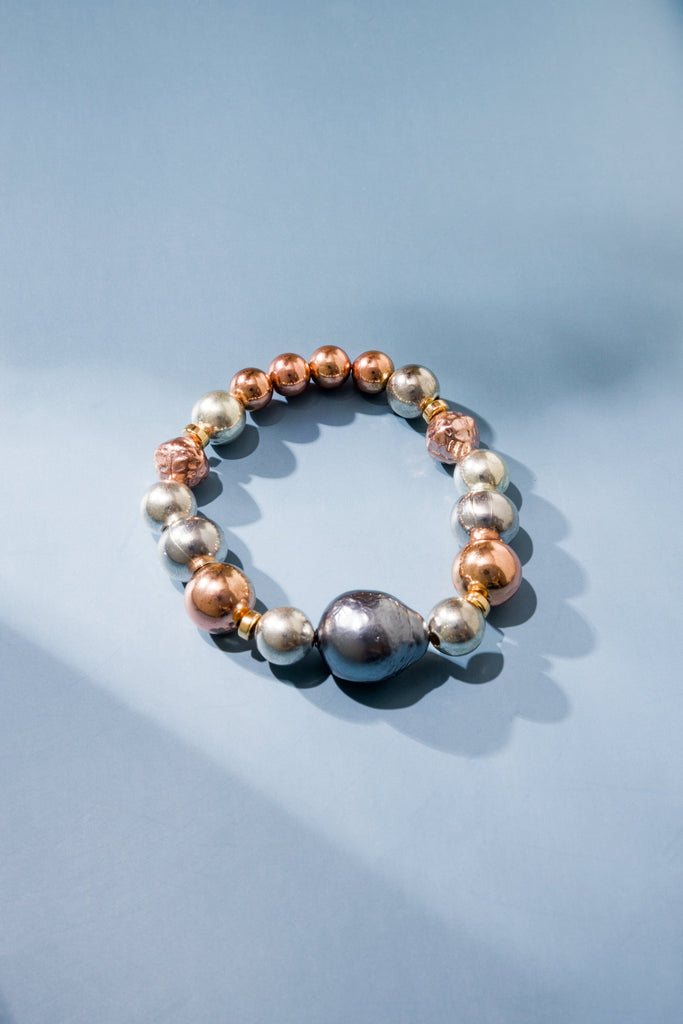 Twisted Grey Pearl Stretchy Bracelet - Nakamol