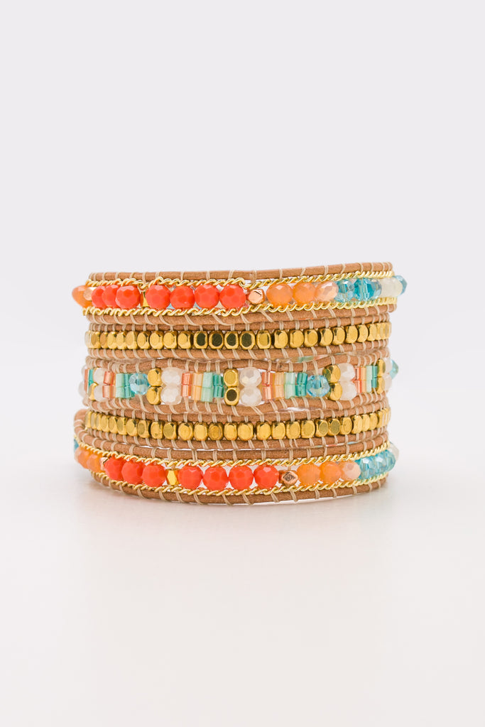 Opaline Orange Beaded 5x Wrap - Nakamol