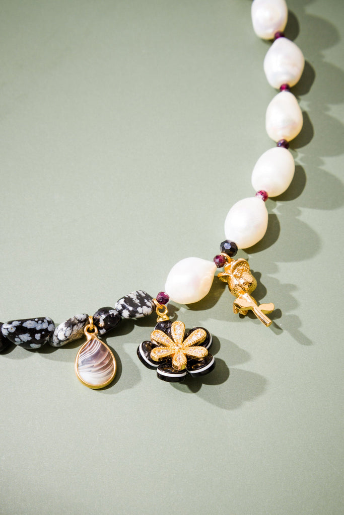 Black and White Stone Necklace - Nakamol