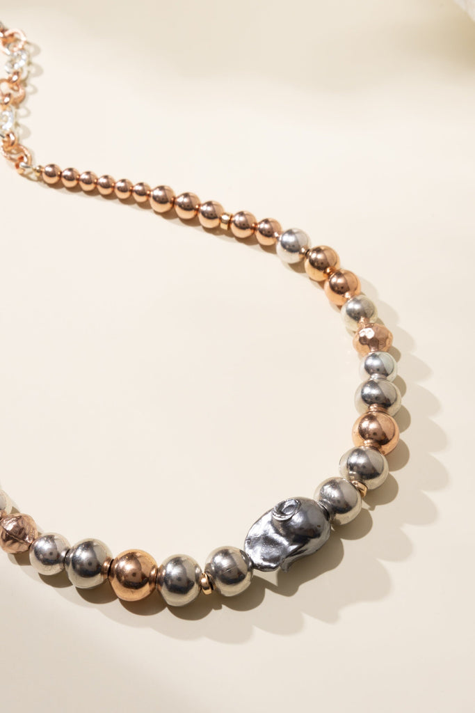 Gold Silver Bead Necklace - Nakamol