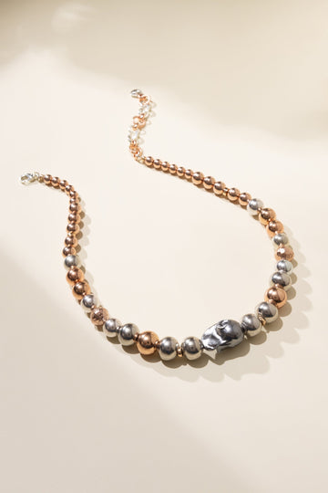 Gold Silver Bead Necklace - Nakamol