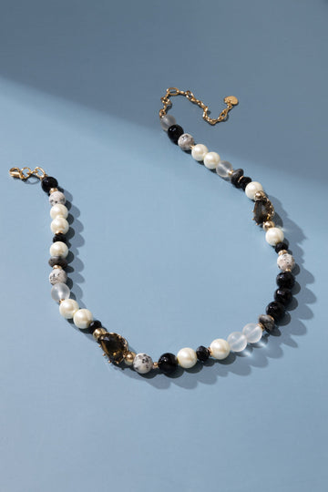 Black and White Gemstone Necklace - Nakamol