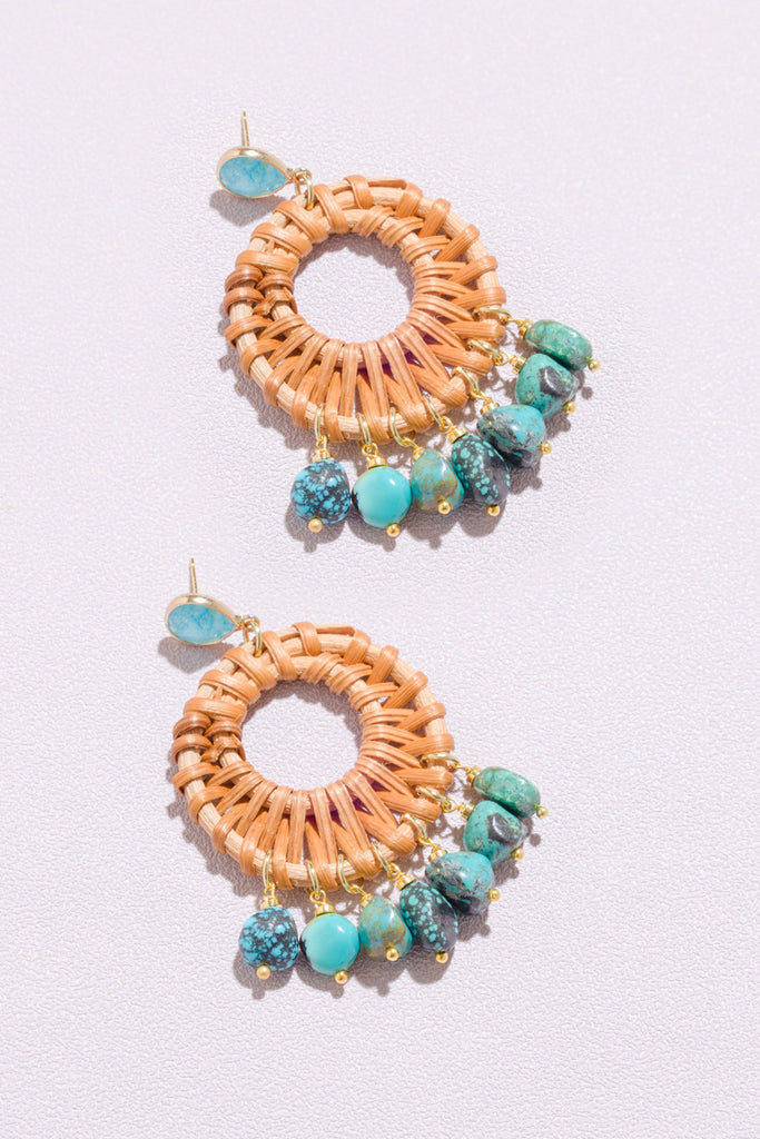 Yurie Rattan Turquoise Earrings - Nakamol