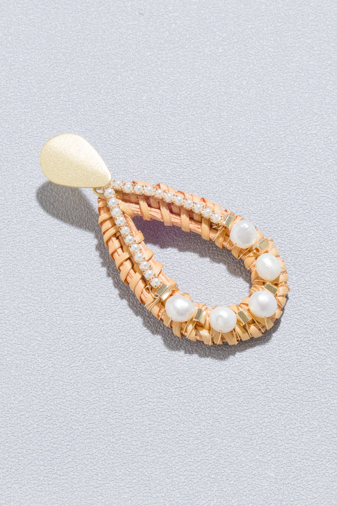 Jezreel Teardrop Rattan Pearl Earrings - Nakamol