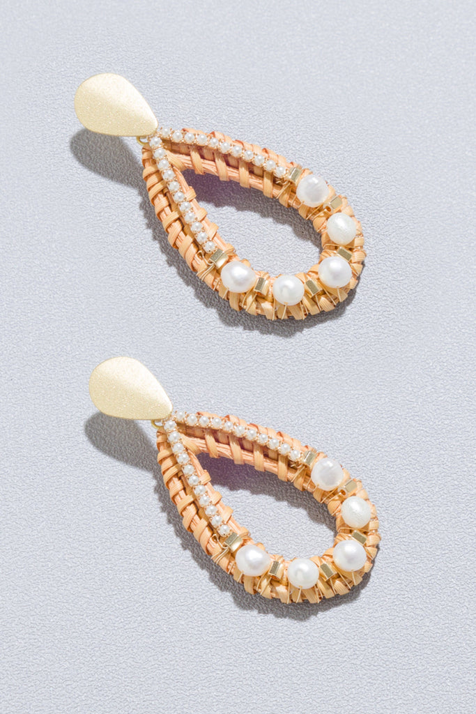 Jezreel Teardrop Rattan Pearl Earrings - Nakamol