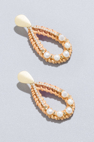 Jezreel Teardrop Rattan Pearl Earrings - Nakamol