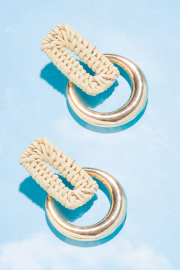 Gold Sphere Rattan Earrings - Nakamol