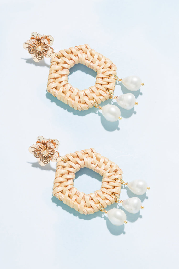 Leana Geo Rattan Drop Earrings - Nakamol