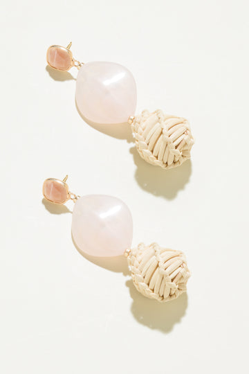 Racquel Rose Quartz Rattan Earrings - Nakamol