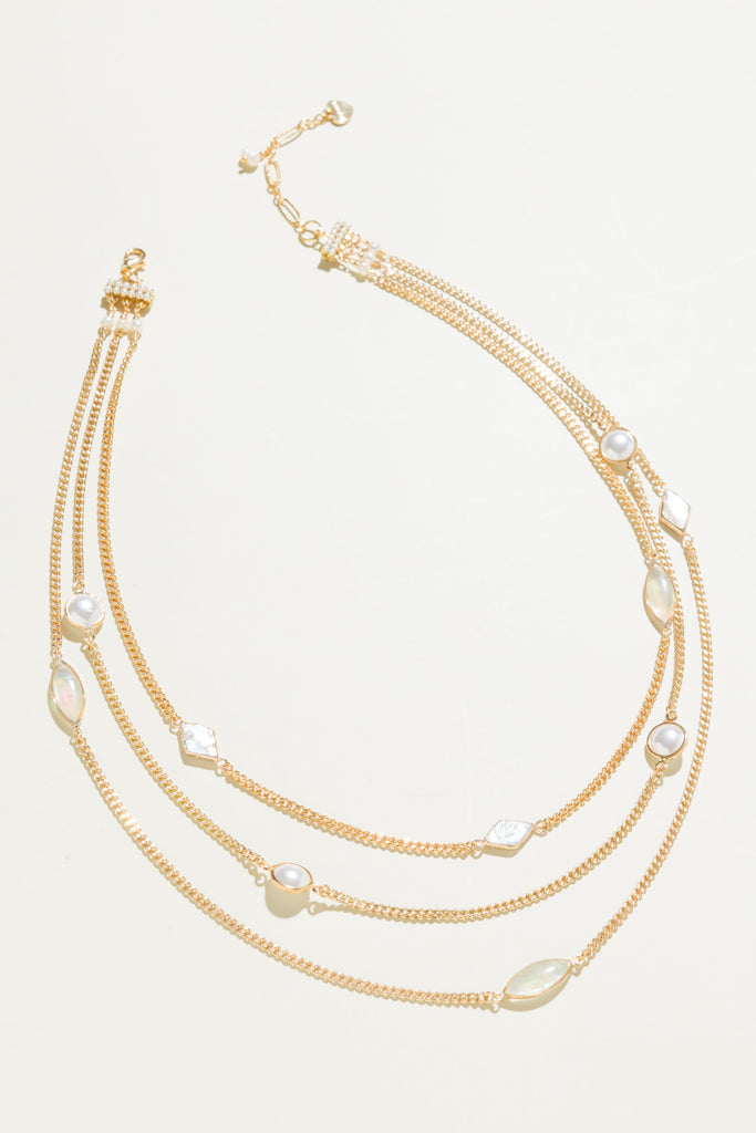 Cheska Tri-Layer Gold Chain Necklace - Nakamol