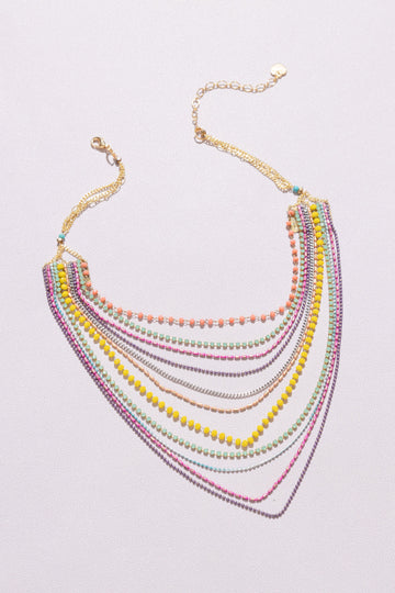 Fuschia Layer Chain Necklace - Nakamol