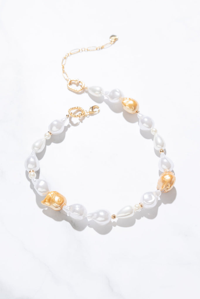 Louella Gold And Pearl Mix Choker Necklace - Nakamol