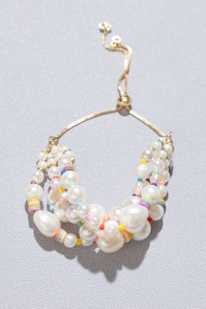 White Pearl Mix Bracelet - Nakamol