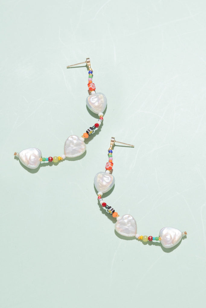 Riya Pearl Mix Drop Earrings - Nakamol