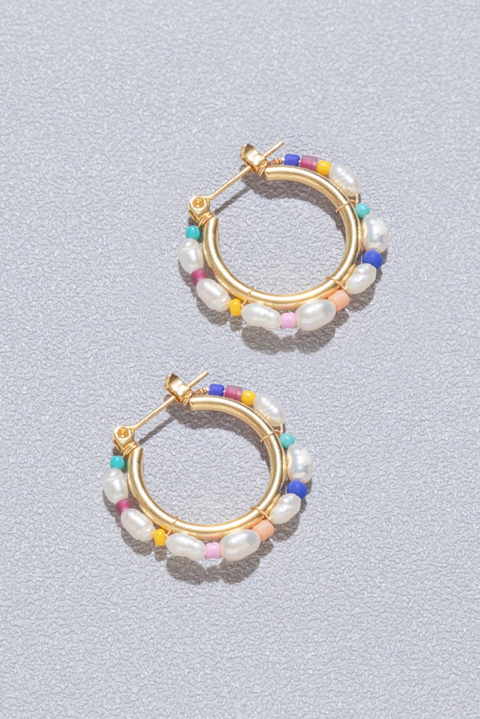 Dawn Pearl Huggie Earrings - Nakamol