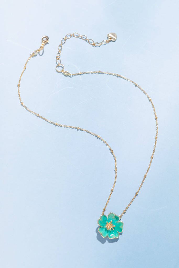 Iris Floral Hand-Painted Pendant Necklace - Nakamol