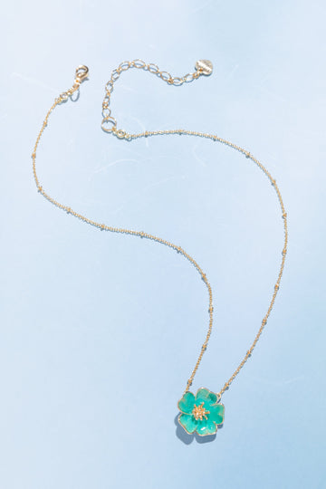 Iris Floral Hand-Painted Pendant Necklace - Nakamol