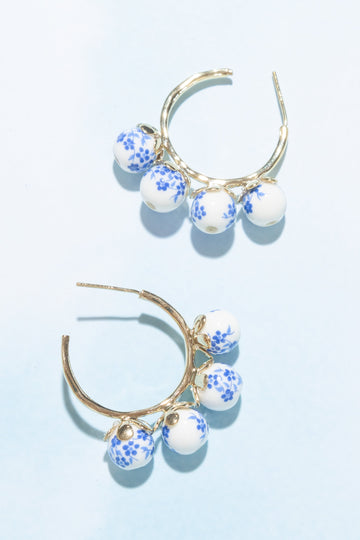 Marsha Blue White Bead Earrings - Nakamol