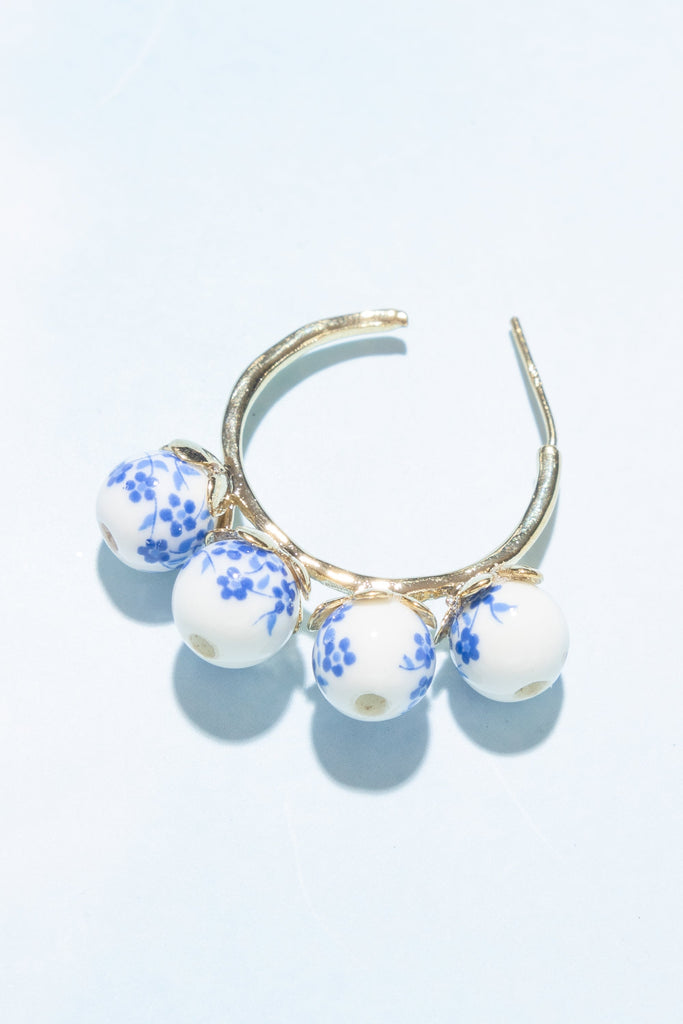 Marsha Blue White Bead Earrings - Nakamol