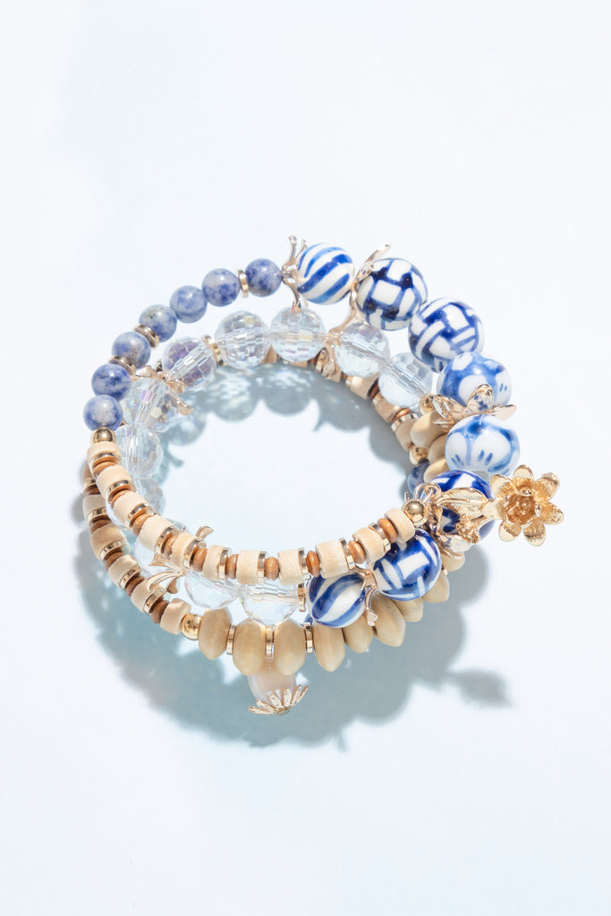 Elle Waves of Blue Stretchy Bracelet - Nakamol