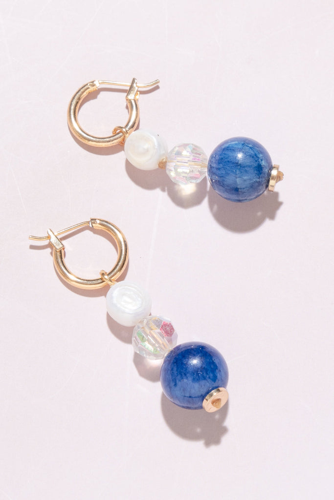 Ananta Blue Huggie Drop Earrings - Nakamol