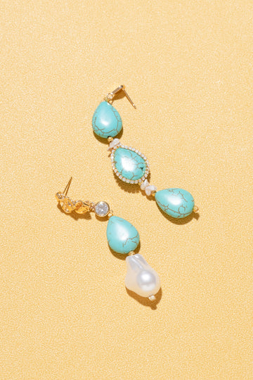 Alyona Turquoise Drop Earrings - Nakamol