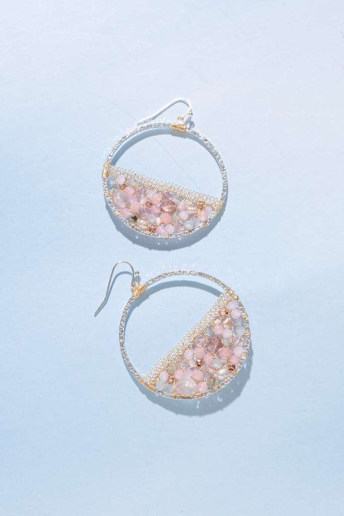 Kelly Pink Beaded Circle Earrings - Nakamol