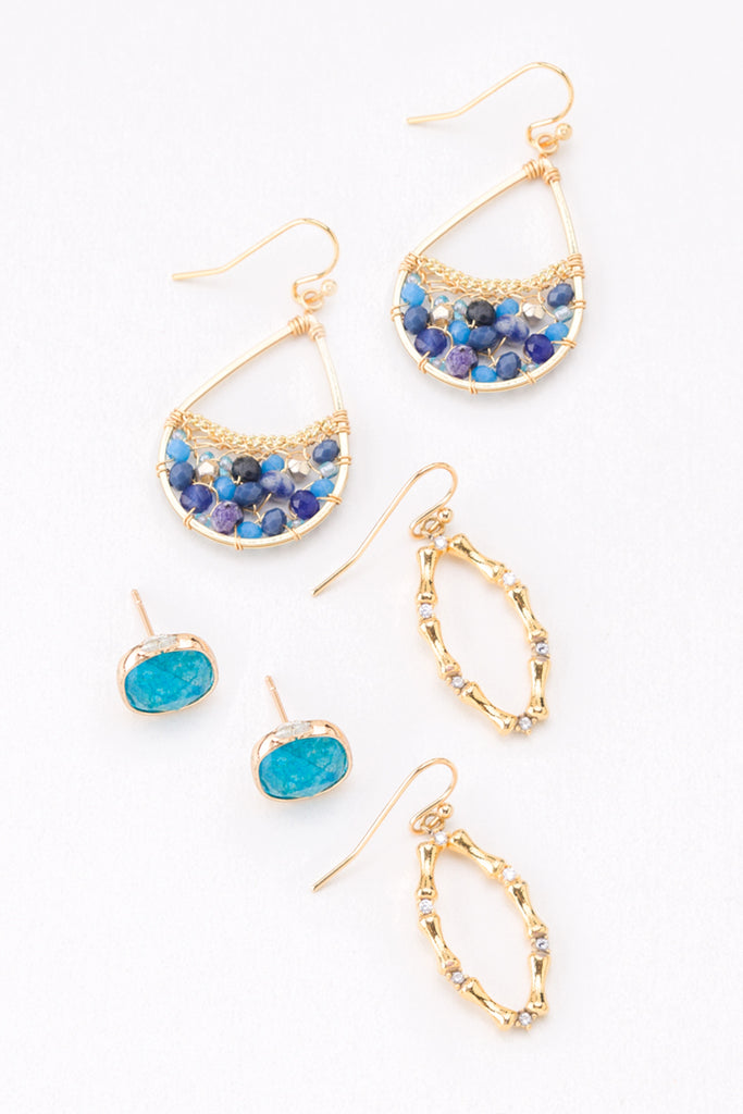 Nevine Lapis Mix Set Earrings - Nakamol