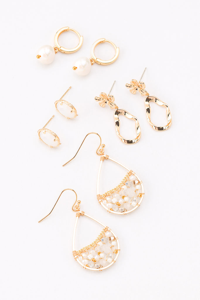 Suzanne White Pearl Mix Set Earrings - Nakamol