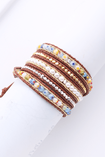 Mixed Stone Caramel Wrap Bracelet - Nakamol