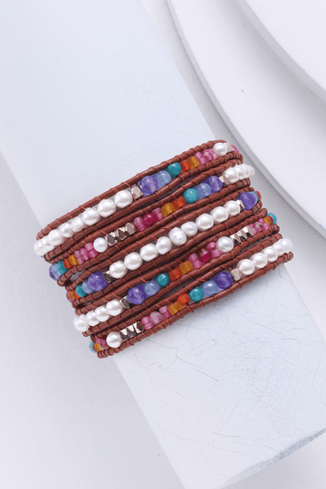 Pearl Stone Caramel Wrap Bracelet - Nakamol