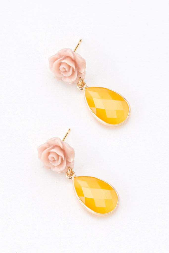 Rosita Blush Amber Drop Earrings - Nakamol