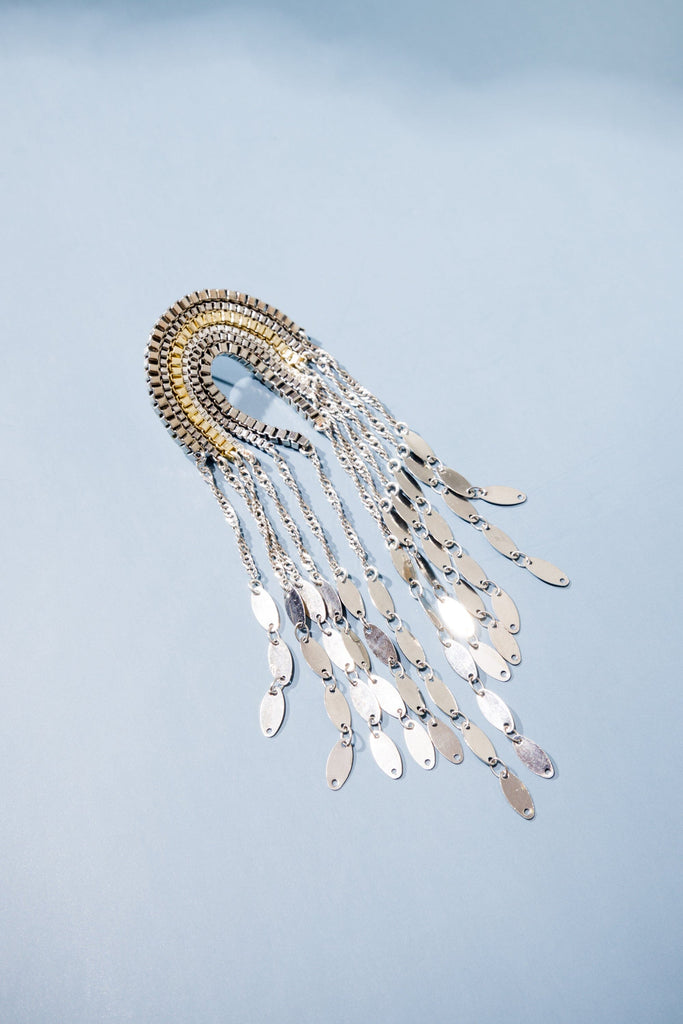 Silver Draped Fringe Earrings (pre-order 7-14 days) - Nakamol