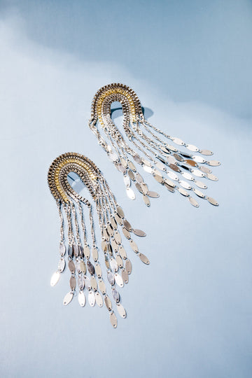 Silver Draped Fringe Earrings (pre-order 7-14 days) - Nakamol