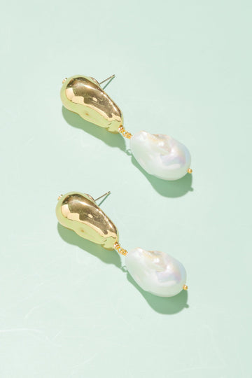 Serene Gold and Pearl Drop Earrings - Nakamol