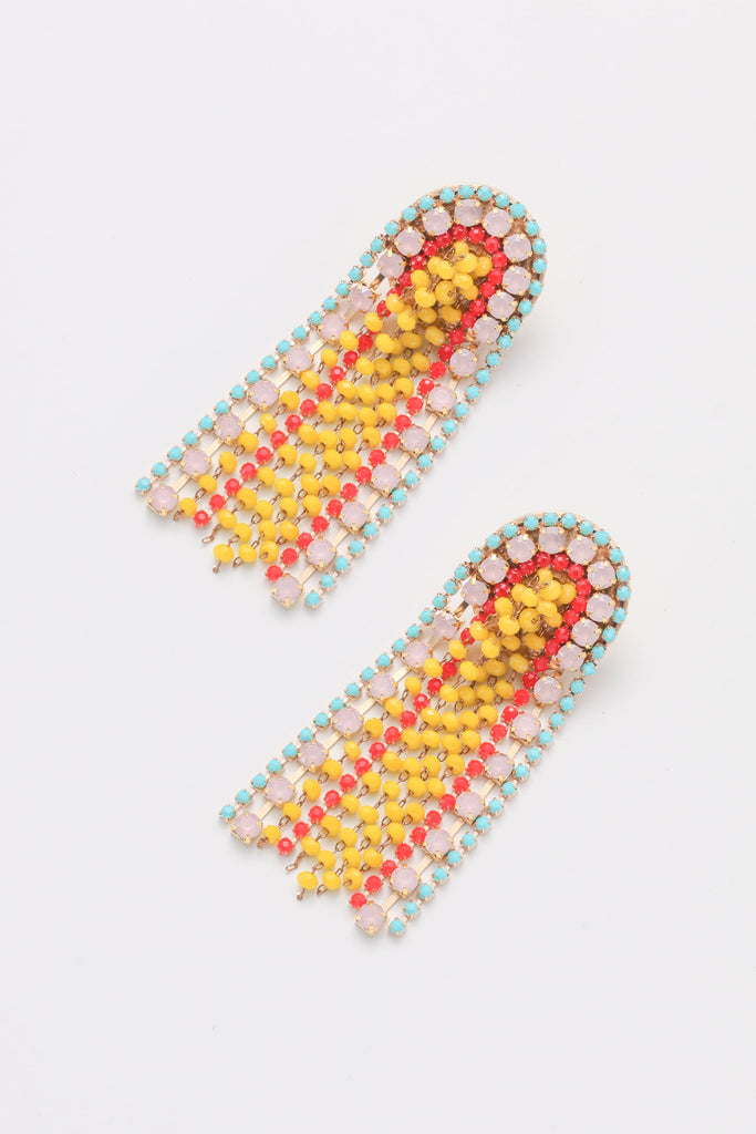 Jaidenne Yellow Mix Beaded Artisan Earrings - Nakamol