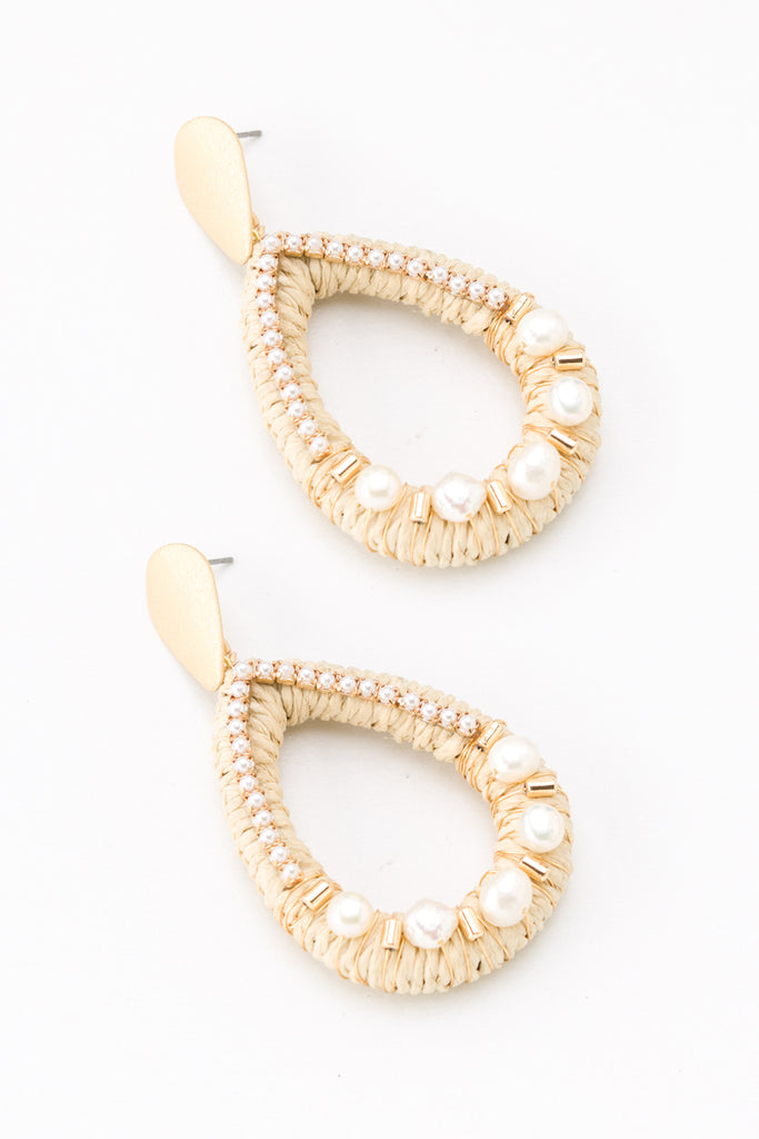Jezreel Teardrop Rattan Pearl Earrings - Nakamol